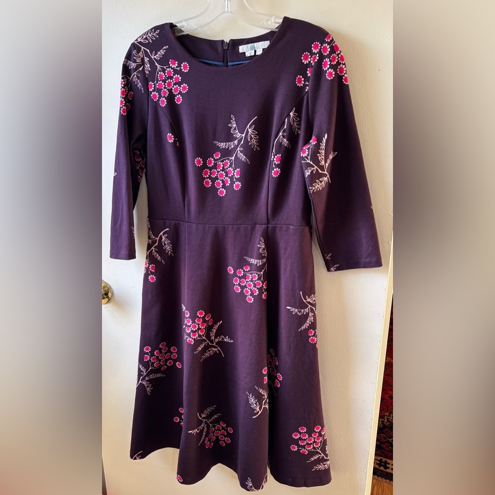 BODEN cherry blossom A LINE MIDI dress Lined PLUM COLOR US 8 petite - Picture 3 of 8
